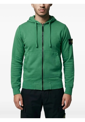 Stone Island logo-patch zip-up hoodie - Green