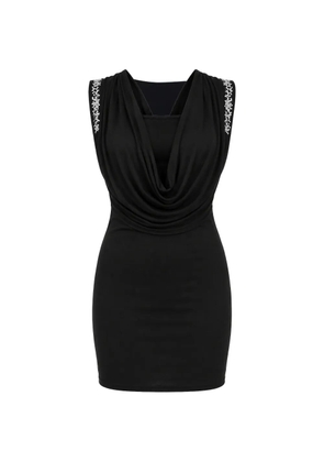 Rocco Barocco Vintage crystal-embellished draped mini dress - Black