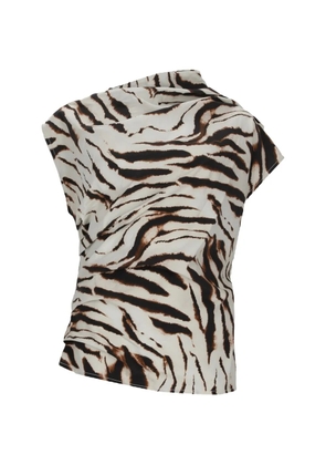 GANNI zebra-print draped top - White