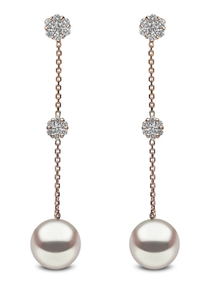 Yoko London 18kt rose gold freshwater-pearl and diamond earrings - Pink
