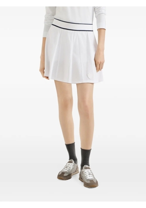 Brunello Cucinelli stretch-cotton piqué mini skirt with logo - White