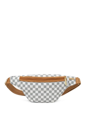 Sprayground check-pattern embossed-logo belt bag - White