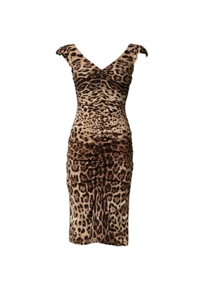 Dolce & Gabbana leopard-print ruched dress - Neutrals