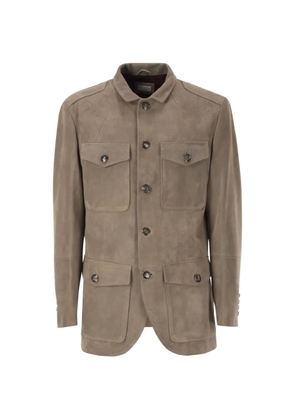 Brunello Cucinelli suede leather safari jacket - Grey