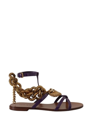 Dolce & Gabbana Devotion heart-embellished chain sandals - Brown