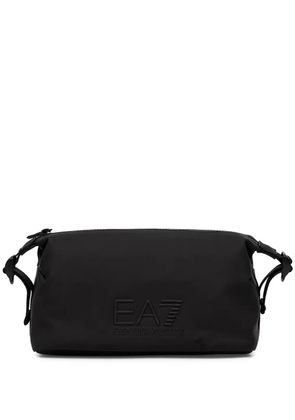 Ea7 Emporio Armani logo-embossed make-up bag - Black