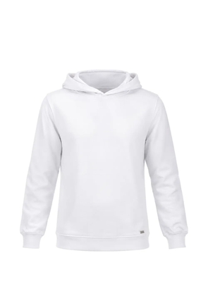 Daniele Alessandrini logo-plaque cotton hoodie - White
