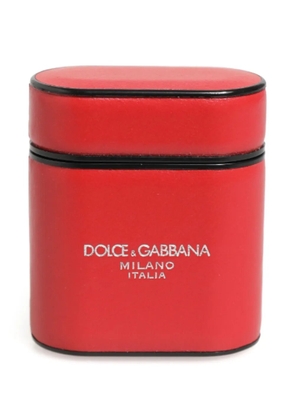 Dolce & Gabbana logo-print leather AirPods case - Red