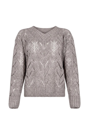 D.Exterior pointelle-knit V-neck sweater - Grey