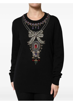 Dolce & Gabbana crystal-embellished virgin-wool sweater - Black