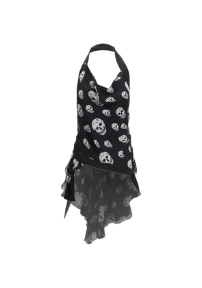 Alexander McQueen skull-print halterneck blouse - Black