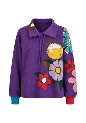 Dolce & Gabbana floral-print drawstring-collar sweater - Purple