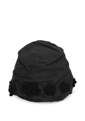 Scha flower-appliqué cotton-flannel hat - Black