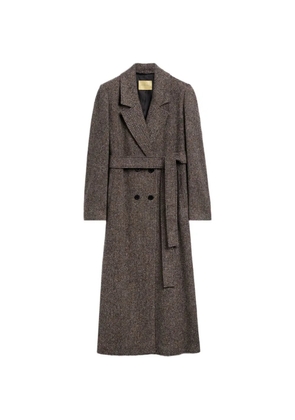 MOMONÌ Elin double-breasted herringbone long coat - Black