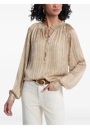 Michael Kors smocked tie-neck blouse - Neutrals