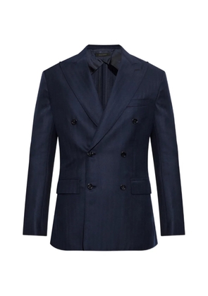 Brioni double-breasted herringbone blazer - Blue