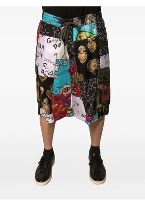 Dolce & Gabbana DG logo patchwork cargo shorts - Black