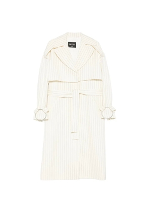 DONDUP pinstripe-pattern belted coat - Neutrals