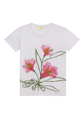 Agua Bendita Gea embroidered-floral T-shirt - White