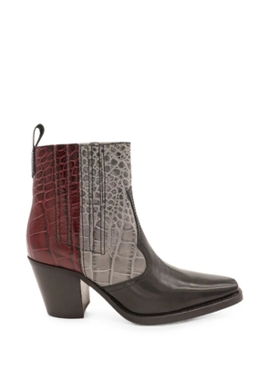 GANNI crocodile-effect ankle boots - Black