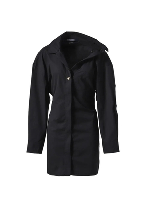 Jacquemus asymmetric-neck belted coat - Black