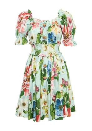 Dolce & Gabbana Pre-Owned floral-print smocked dress - Blue