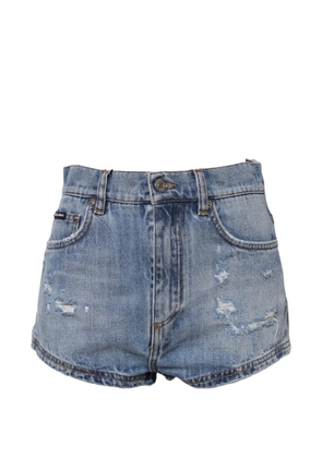 Dolce & Gabbana distressed logo-plaque shorts - Blue