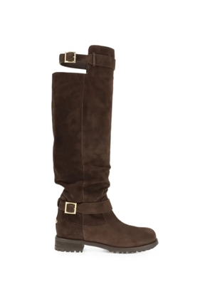 Jimmy Choo buckle-fastening knee-high biker boots - Brown