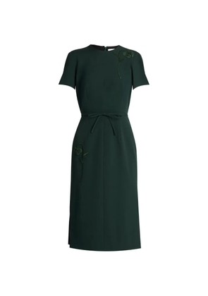 ERDEM floral-embroidered pleated dress - Green