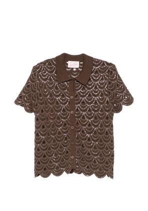 MC2 Saint Barth Monet sequin-embellished scalloped top - Brown