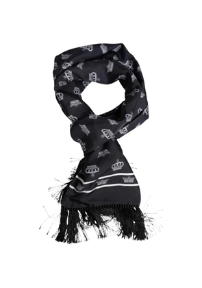 Dolce & Gabbana crown-print fringed scarf - Black