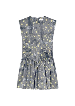 GANNI floral-print utility mini dress - Grey