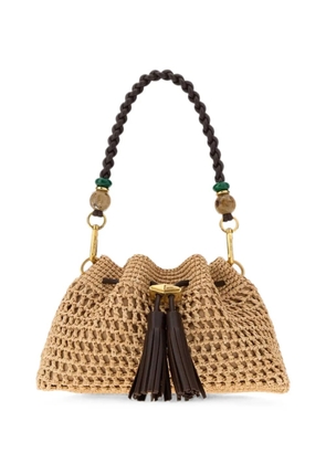 Jimmy Choo small Cinch raffia shoulder bag - Neutrals