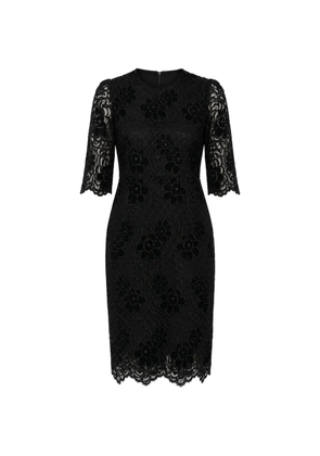 Dolce & Gabbana floral-appliqué lace-embellished mini dress - Black