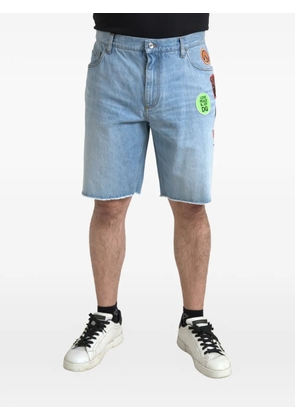 Dolce & Gabbana patchwork raw-cut shorts - Blue