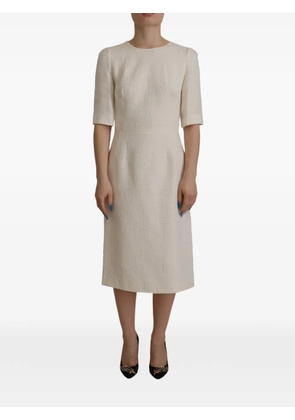 Dolce & Gabbana floral-jacquard midi dress - White