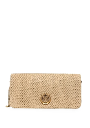 PINKO Love Bag Click woven clutch bag - Neutrals