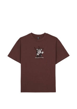 Brain Dead Time Is Nigh graphic-print cotton T-shirt - Brown