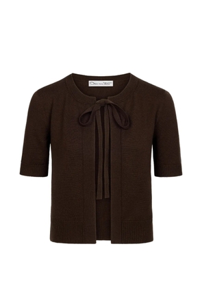 Oscar de la Renta self-tie wool twin set cardigan - Brown