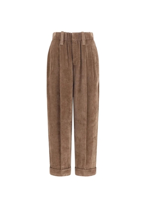 Brunello Cucinelli pleated corduroy trousers - Brown