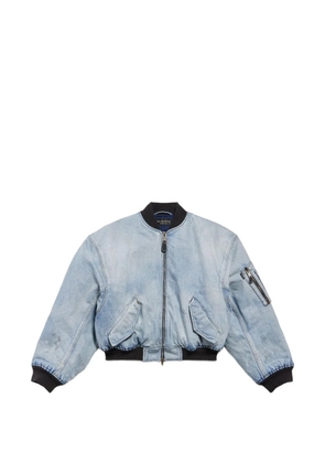 Balenciaga faded-effect denim bomber jacket - Blue
