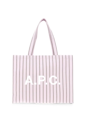 A.P.C. Diane logo-print striped tote bag - Pink