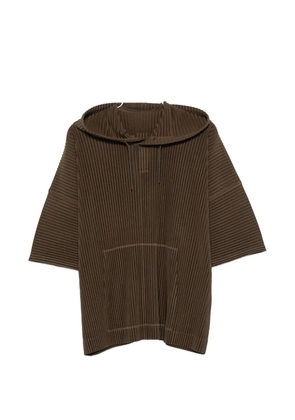 Homme Plissé Issey Miyake plissé-effect drawstring hoodie - Green