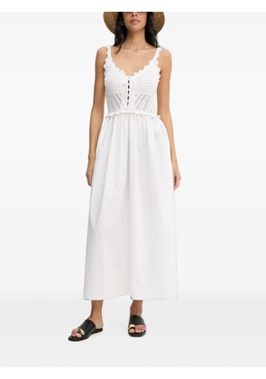 LIU JO crochet-knit lace-up midi dress - White