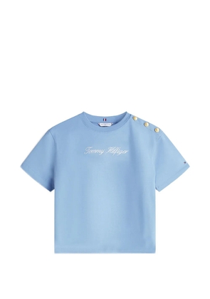 Tommy Hilfiger button-detail logo T-shirt - Blue