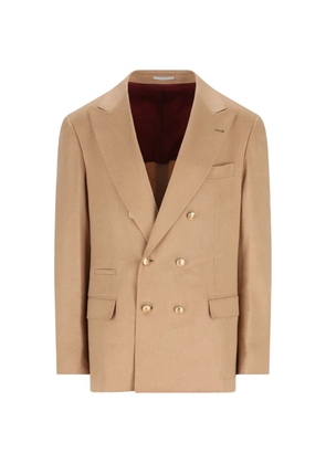 Brunello Cucinelli double-breasted peak-lapel blazer - Neutrals