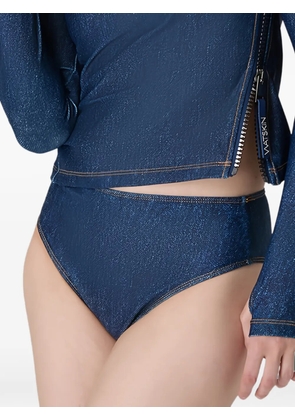 WATSKIN Belle denim-print bikini bottom - Blue