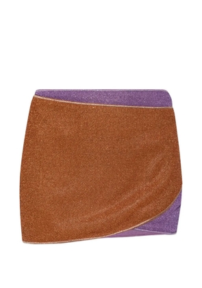 Oséree lurex-thread wrap-style skirt - Brown