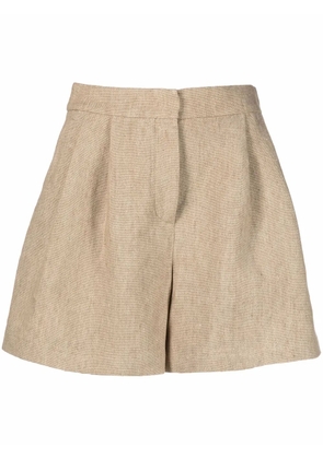 Alberta Ferretti high-waist linen shorts - Neutrals
