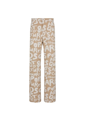 DSQUARED2 D2 Pop 80's Roadie logo-print straight trousers - Neutrals